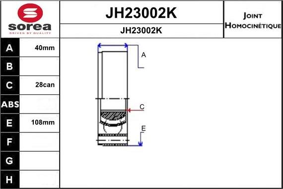 SNRA JH23002K - Шарнірний комплект, ШРУС, приводний вал autocars.com.ua