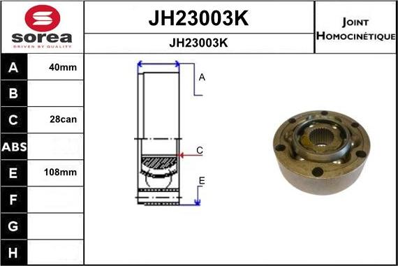 SNRA JH23003K - Шарнірний комплект, ШРУС, приводний вал autocars.com.ua