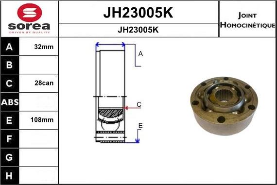 SNRA JH23005K - Шарнірний комплект, ШРУС, приводний вал autocars.com.ua