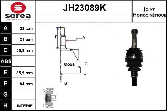 SNRA JH23089K - Шарнирный комплект, ШРУС, приводной вал avtokuzovplus.com.ua