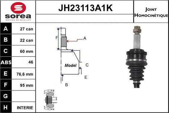 SNRA JH23113A1K - Шарнирный комплект, ШРУС, приводной вал avtokuzovplus.com.ua