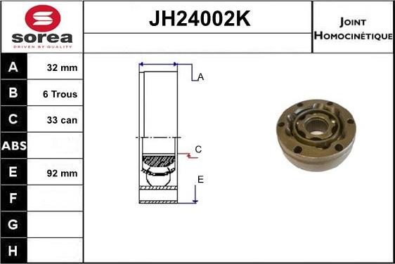 SNRA JH24002K - Шарнирный комплект, ШРУС, приводной вал avtokuzovplus.com.ua