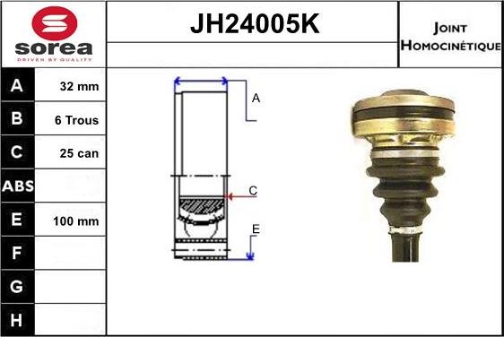 SNRA JH24005K - Шарнірний комплект, ШРУС, приводний вал autocars.com.ua