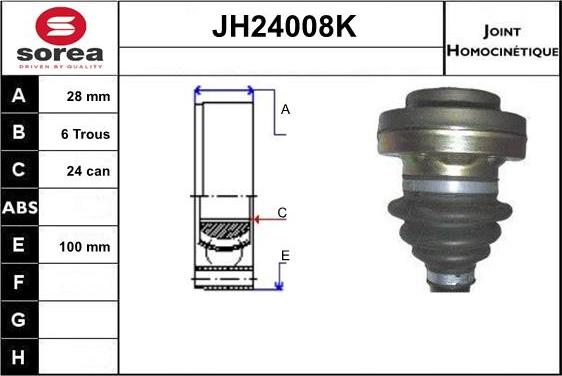 SNRA JH24008K - Шарнірний комплект, ШРУС, приводний вал autocars.com.ua