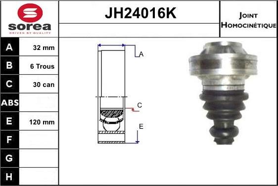 SNRA JH24016K - Шарнірний комплект, ШРУС, приводний вал autocars.com.ua