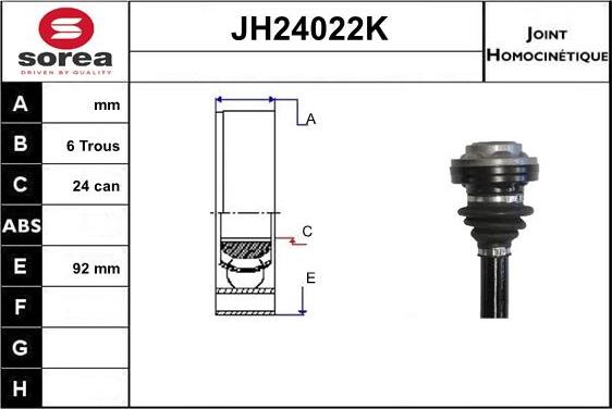 SNRA JH24022K - Шарнирный комплект, ШРУС, приводной вал avtokuzovplus.com.ua