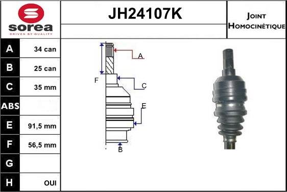 SNRA JH24107K - Шарнирный комплект, ШРУС, приводной вал avtokuzovplus.com.ua