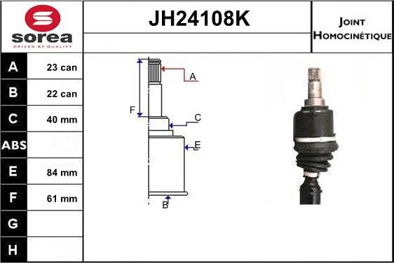 SNRA JH24108K - Шарнирный комплект, ШРУС, приводной вал autodnr.net