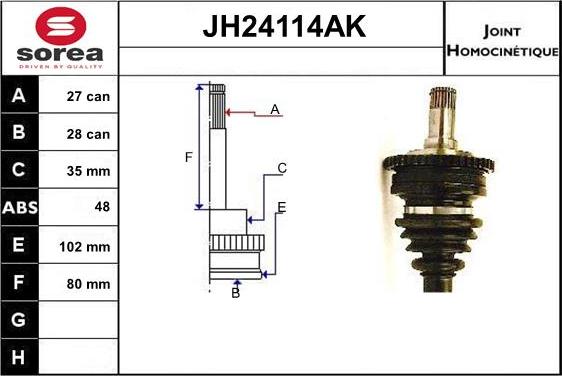 SNRA JH24114AK - Шарнирный комплект, ШРУС, приводной вал avtokuzovplus.com.ua