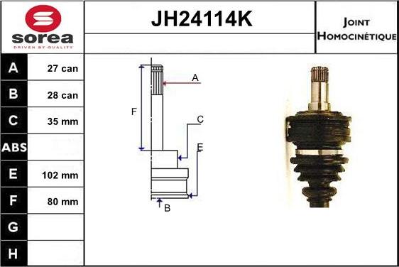 SNRA JH24114K - Шарнирный комплект, ШРУС, приводной вал avtokuzovplus.com.ua