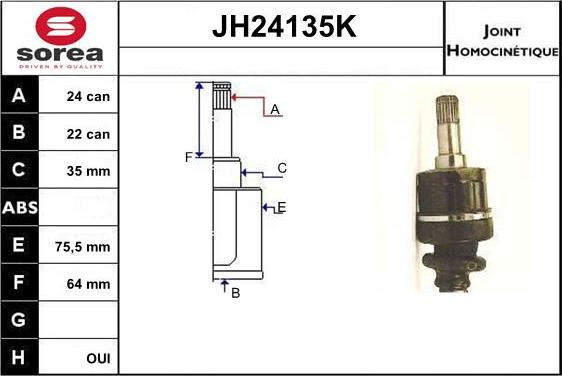 SNRA JH24135K - Шарнірний комплект, ШРУС, приводний вал autocars.com.ua