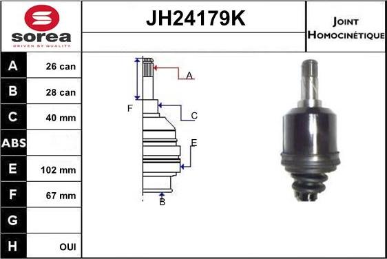 SNRA JH24179K - Шарнирный комплект, ШРУС, приводной вал avtokuzovplus.com.ua