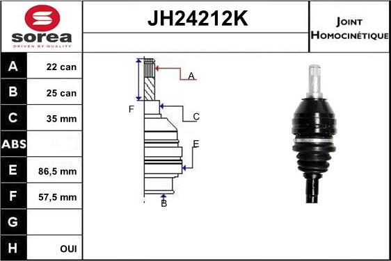 SNRA JH24212K - Шарнірний комплект, ШРУС, приводний вал autocars.com.ua