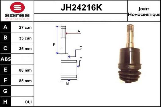 SNRA JH24216K - Шарнирный комплект, ШРУС, приводной вал avtokuzovplus.com.ua