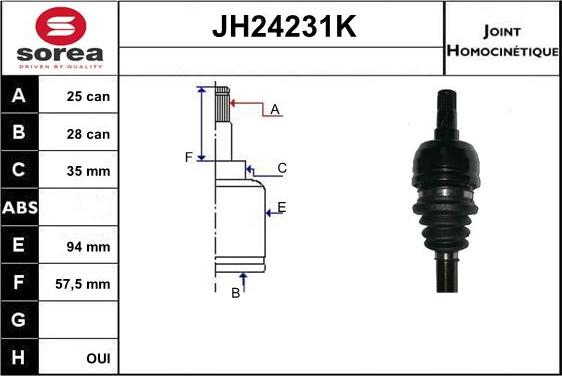 SNRA JH24231K - Шарнірний комплект, ШРУС, приводний вал autocars.com.ua