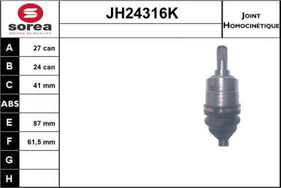 SNRA JH24316K - Шарнирный комплект, ШРУС, приводной вал avtokuzovplus.com.ua