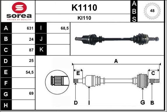 SNRA K1110 - Приводний вал autocars.com.ua