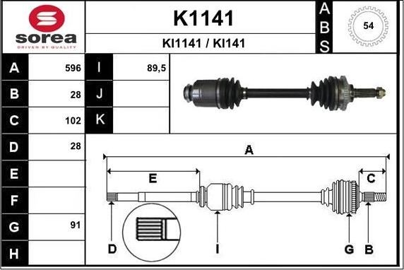 SNRA K1141 - Приводний вал autocars.com.ua