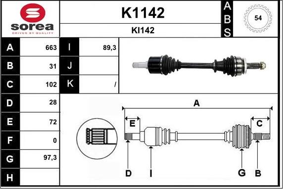 SNRA K1142 - Приводний вал autocars.com.ua