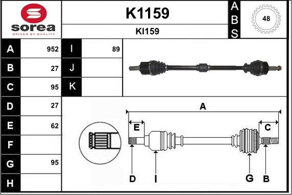 SNRA K1159 - Приводний вал autocars.com.ua