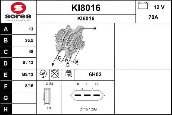 SNRA KI8016 - Генератор autocars.com.ua