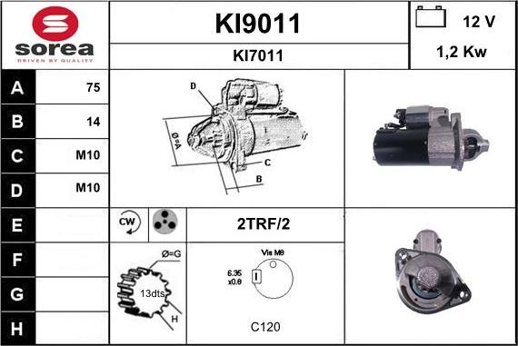 SNRA KI9011 - Стартер autocars.com.ua