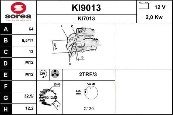 SNRA KI9013 - Стартер autocars.com.ua