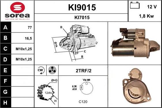 SNRA KI9015 - Стартер autocars.com.ua