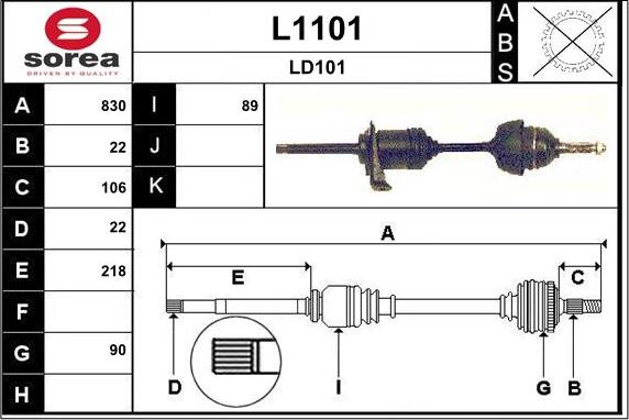 SNRA L1101 - Приводний вал autocars.com.ua