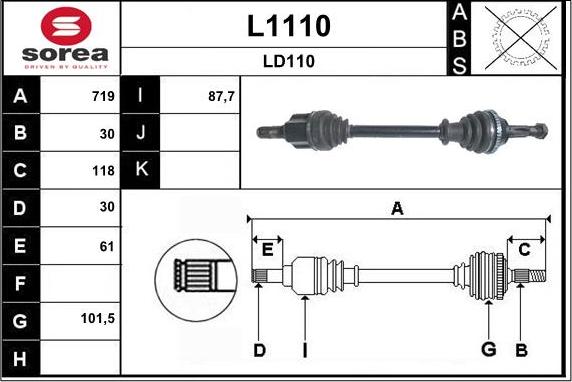 SNRA L1110 - Приводний вал autocars.com.ua