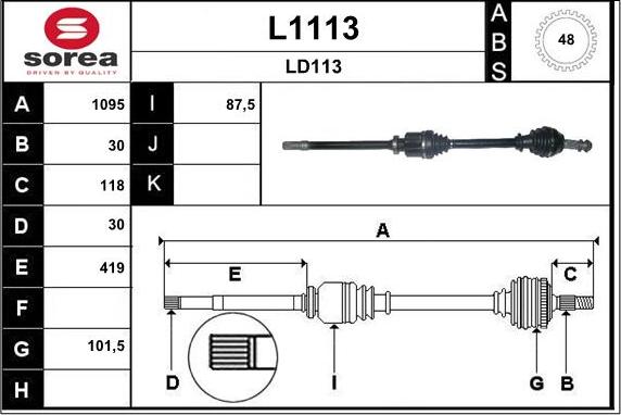 SNRA L1113 - Приводной вал avtokuzovplus.com.ua