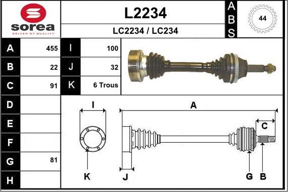 SNRA L2234 - Приводний вал autocars.com.ua