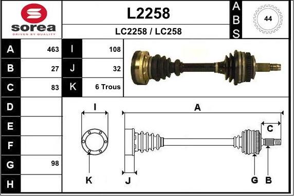 SNRA L2258 - Приводний вал autocars.com.ua