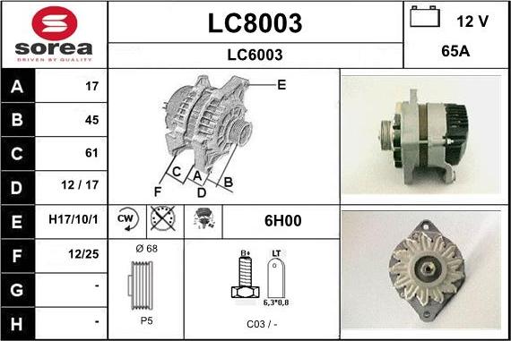 SNRA LC8003 - Генератор avtokuzovplus.com.ua