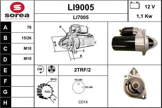 SNRA LI9005 - Стартер autocars.com.ua