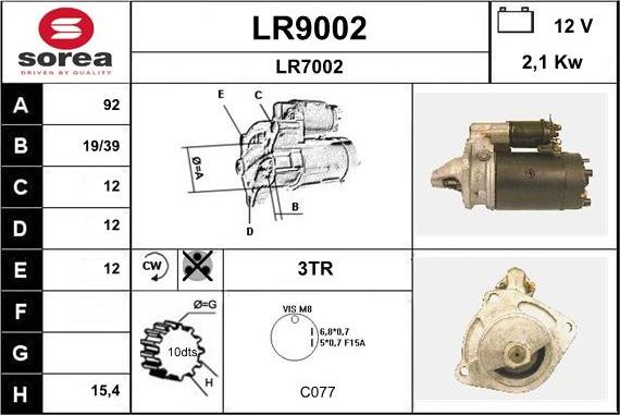 SNRA LR9002 - Стартер autocars.com.ua