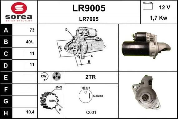 SNRA LR9005 - Стартер autocars.com.ua