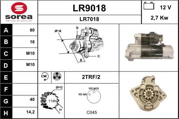 SNRA LR9018 - Стартер autocars.com.ua