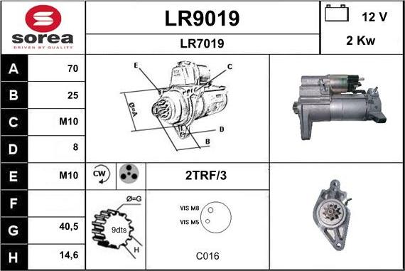 SNRA LR9019 - Стартер autocars.com.ua