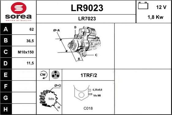 SNRA LR9023 - Стартер autocars.com.ua