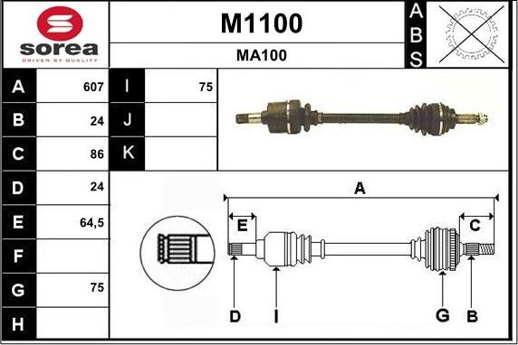 SNRA M1100 - Приводний вал autocars.com.ua