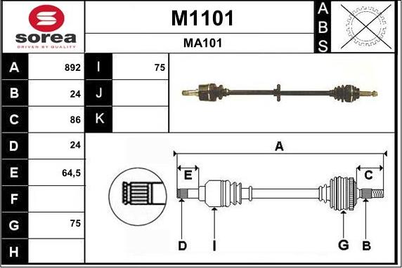 SNRA M1101 - Приводной вал autodnr.net