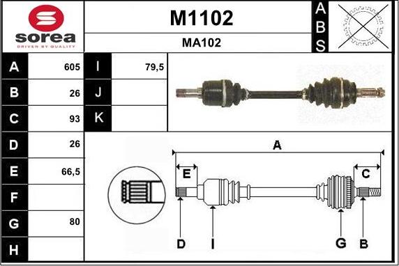 SNRA M1102 - Приводний вал autocars.com.ua