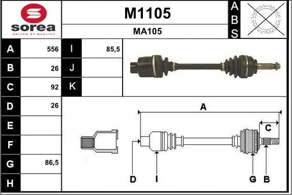 SNRA M1105 - Приводной вал avtokuzovplus.com.ua