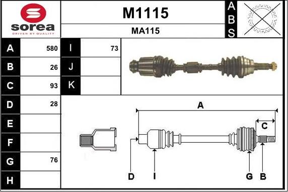 SNRA M1115 - Приводний вал autocars.com.ua