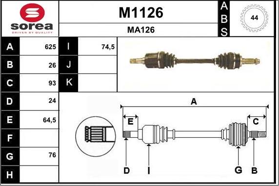 SNRA M1126 - Приводний вал autocars.com.ua