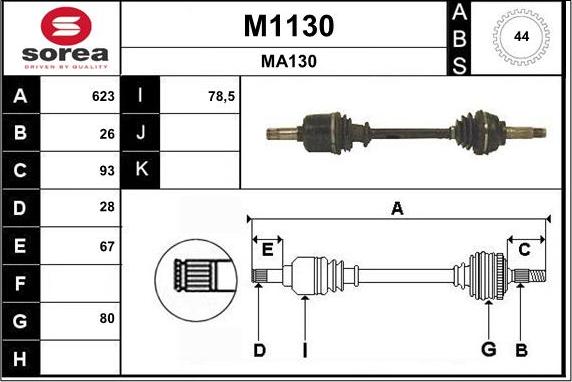 SNRA M1130 - Приводний вал autocars.com.ua