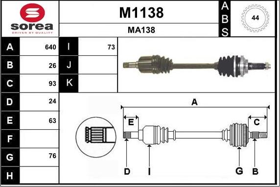 SNRA M1138 - Приводний вал autocars.com.ua