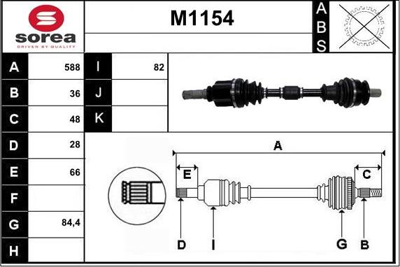 SNRA M1154 - Приводний вал autocars.com.ua