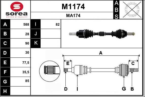 SNRA M1174 - Приводний вал autocars.com.ua